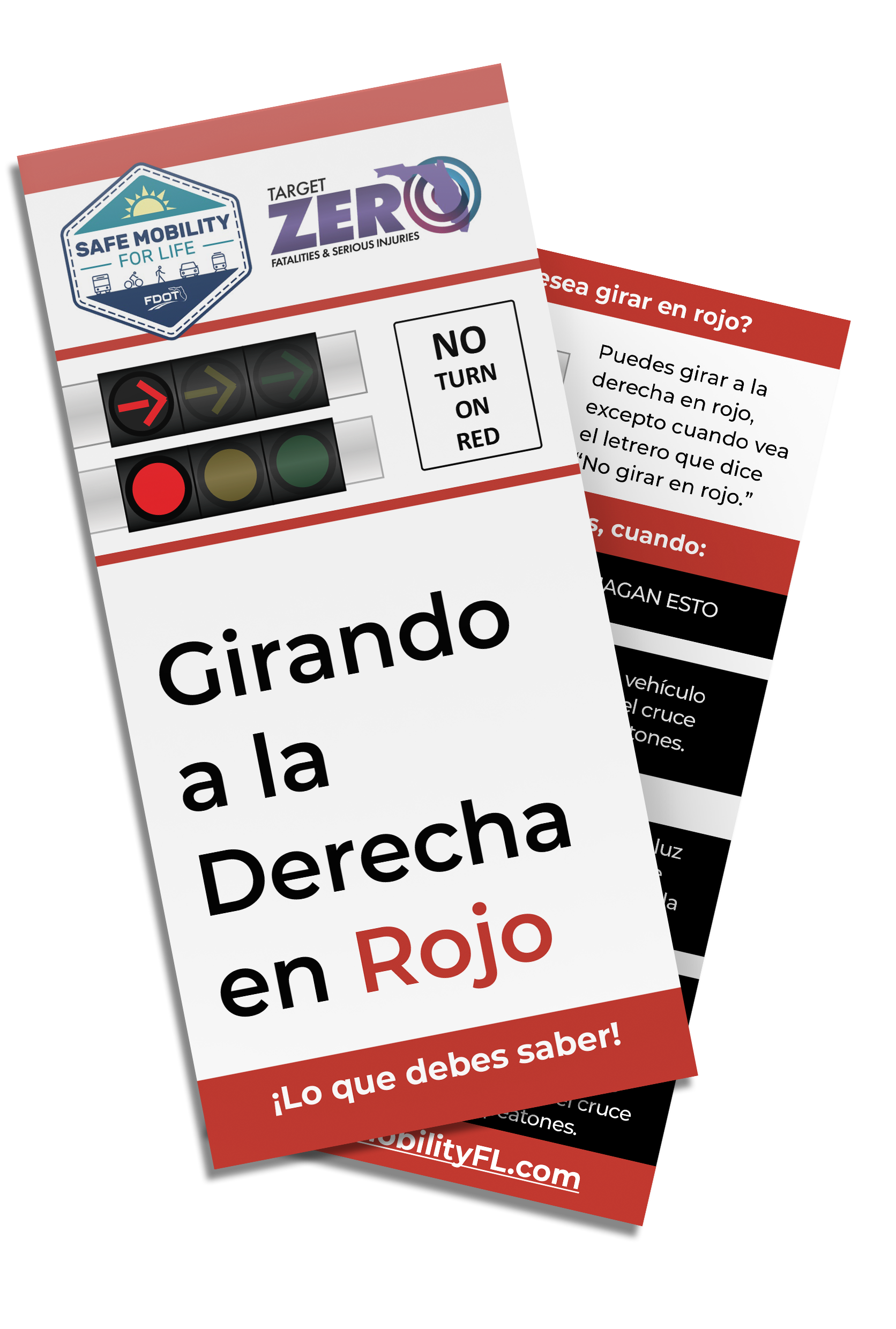 Esta tarjeta de consejos informa a los conductores cómo y cu ndo pueden girar a la derecha en rojo de forma legal y segura.