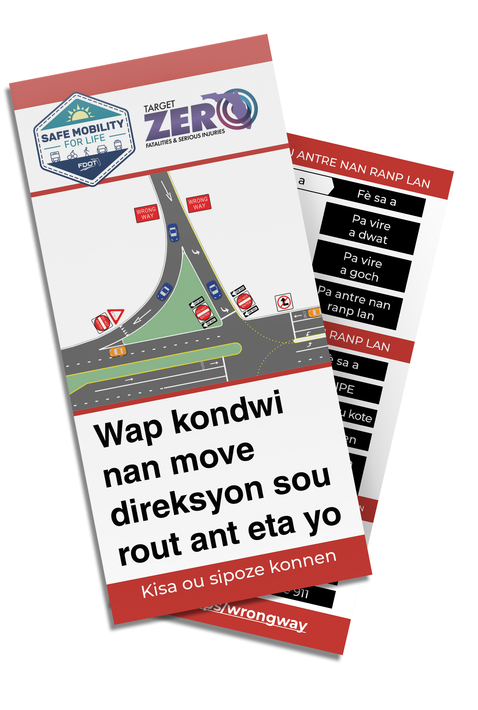 Kat konsèy sa a idantifye siy ki endike ranp yon sèl sans ak sa chofè yo ta dwe fè si yo antre nan yon ranp aksidantèlman oswa si yo wè yon chofè ki nan move sans.